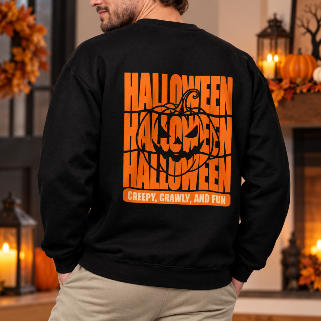 Halloween Sweater Heren Spooky Pumpkin