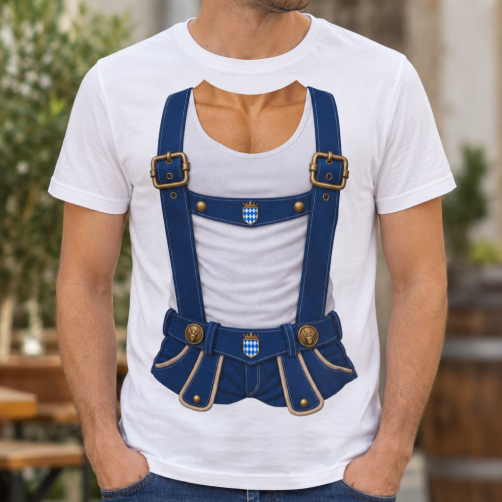 Oktoberfest T-shirt Heren Lederhose Blauw