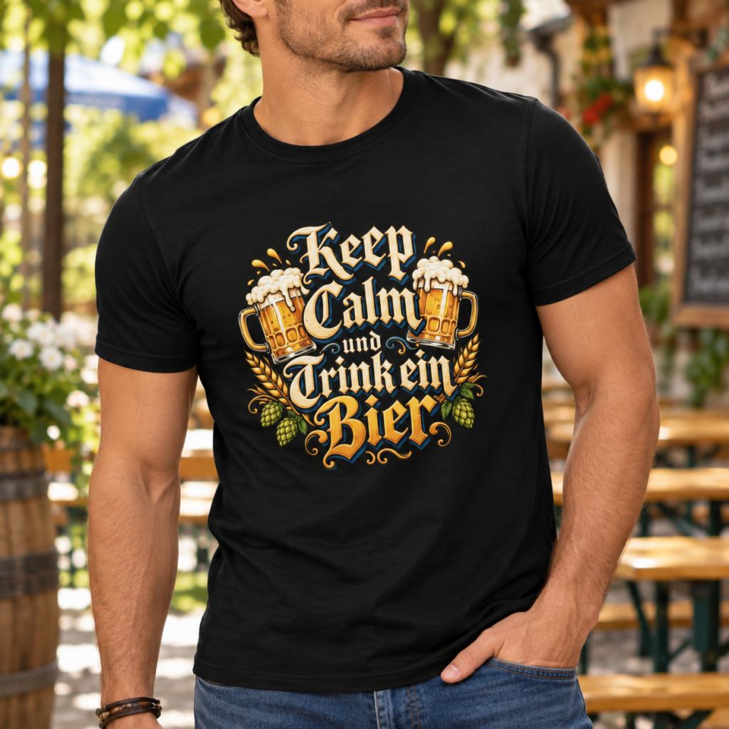 Oktoberfest T-shirt Heren Keep Calm Und Trink Ein Bier